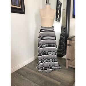 MonaB Black & White Striped Women's Maxi Skirt Small